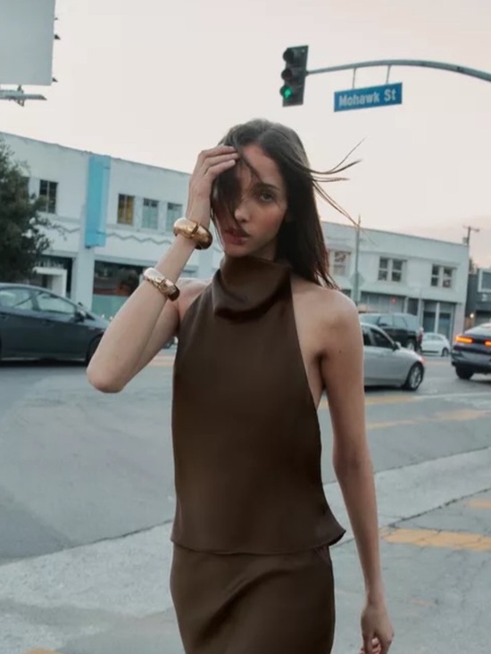 Zara Tops - Zara Brown Sleeveless High-Neck Camisole